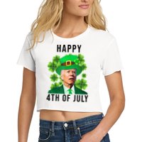 Happy 4th Of July Joe Biden Funny St Patrick's Day Crop Top