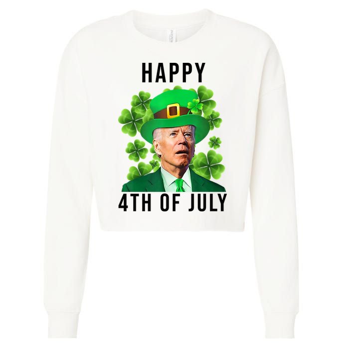 Happy 4th Of July Joe Biden Funny St Patrick's Day Cropped Pullover Crew