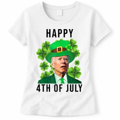 Happy 4th Of July Joe Biden Funny St Patrick's Day Womens T-Shirt
