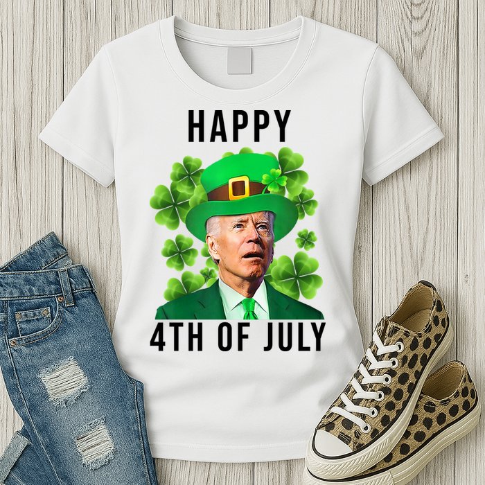 Happy 4th Of July Joe Biden Funny St Patrick's Day Womens T-Shirt