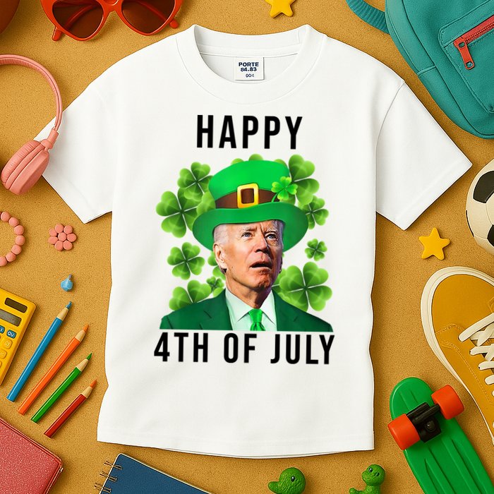 Happy 4th Of July Joe Biden Funny St Patrick's Day Kids T-Shirt