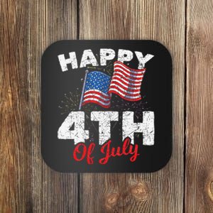 Happy 4th Of July Patriotic American US Flag 4th Of July Coaster