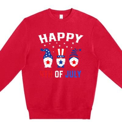 happy 4th of july gnomes patriotic american flag cute gnomes Premium Crewneck Sweatshirt