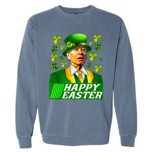 Happy 4th Of Easter Joe Biden St Patricks Day Leprechaun Garment-Dyed Sweatshirt