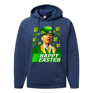 Happy 4th Of Easter Joe Biden St Patricks Day Leprechaun Performance Fleece Hoodie