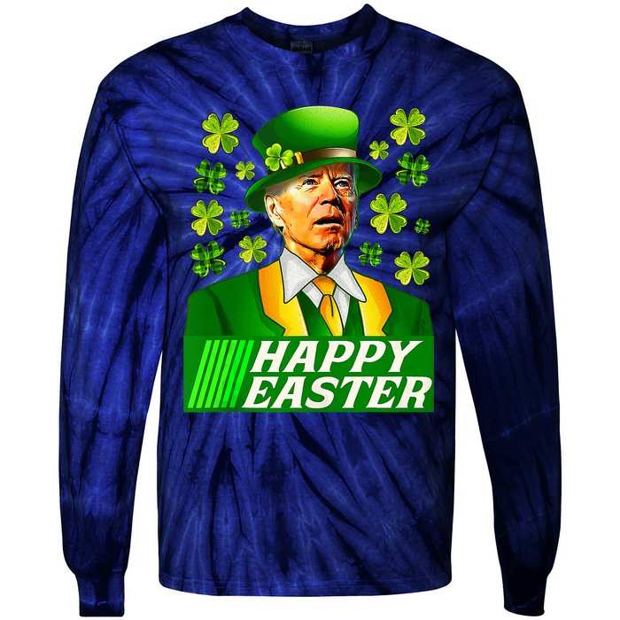 Happy 4th Of Easter Joe Biden St Patricks Day Leprechaun Tie-Dye Long Sleeve Shirt