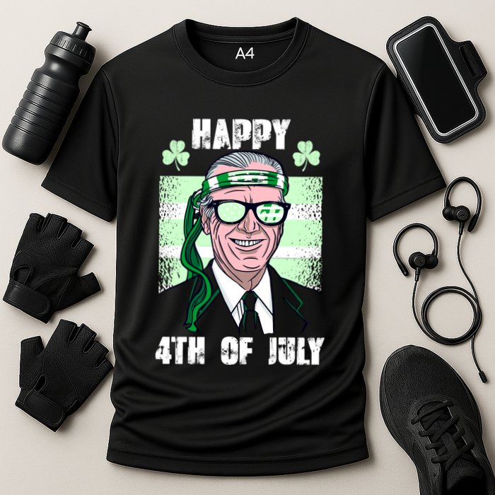 Happy 4th Of July Funny St. Patrick's Day Biden USA Flag Irish Cooling Performance Crew T-Shirt