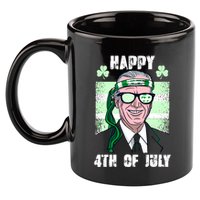 Happy 4th Of July Funny St. Patrick's Day Biden USA Flag Irish 11oz C Handle Ceramic Mug
