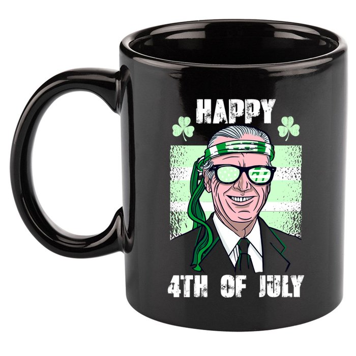 Happy 4th Of July Funny St. Patrick's Day Biden USA Flag Irish 11oz C Handle Ceramic Mug