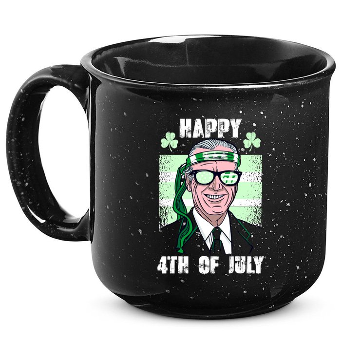 Happy 4th Of July Funny St. Patrick's Day Biden USA Flag Irish 15oz Campfire Ceramic Mug