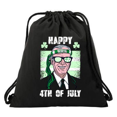 Happy 4th Of July Funny St. Patrick's Day Biden USA Flag Irish Drawstring Bag