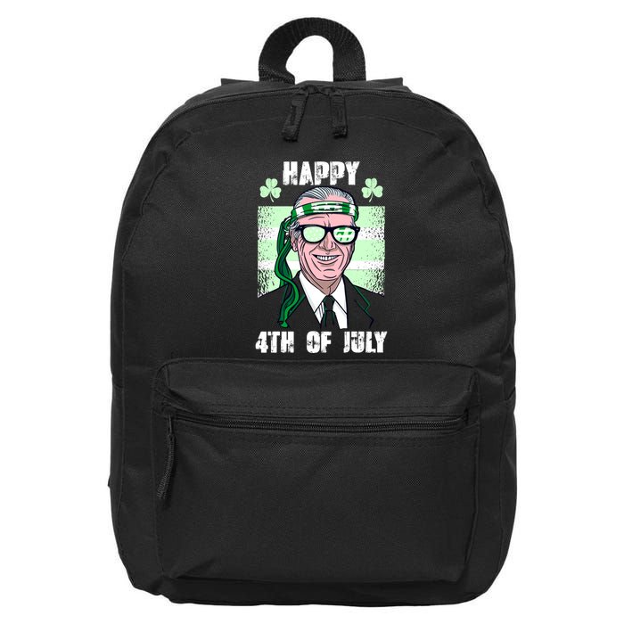 Happy 4th Of July Funny St. Patrick's Day Biden USA Flag Irish 16 in Basic Backpack