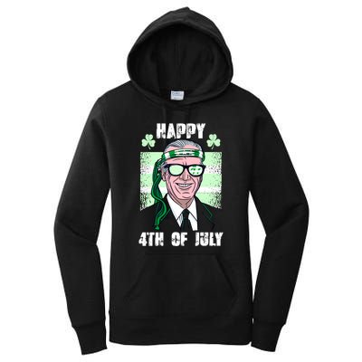 Happy 4th Of July Funny St. Patrick's Day Biden USA Flag Irish Women's Pullover Hoodie