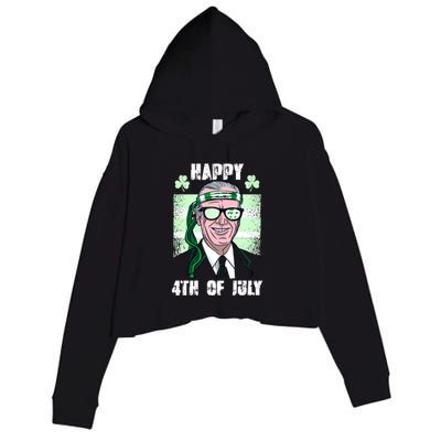 Happy 4th Of July Funny St. Patrick's Day Biden USA Flag Irish Crop Fleece Hoodie