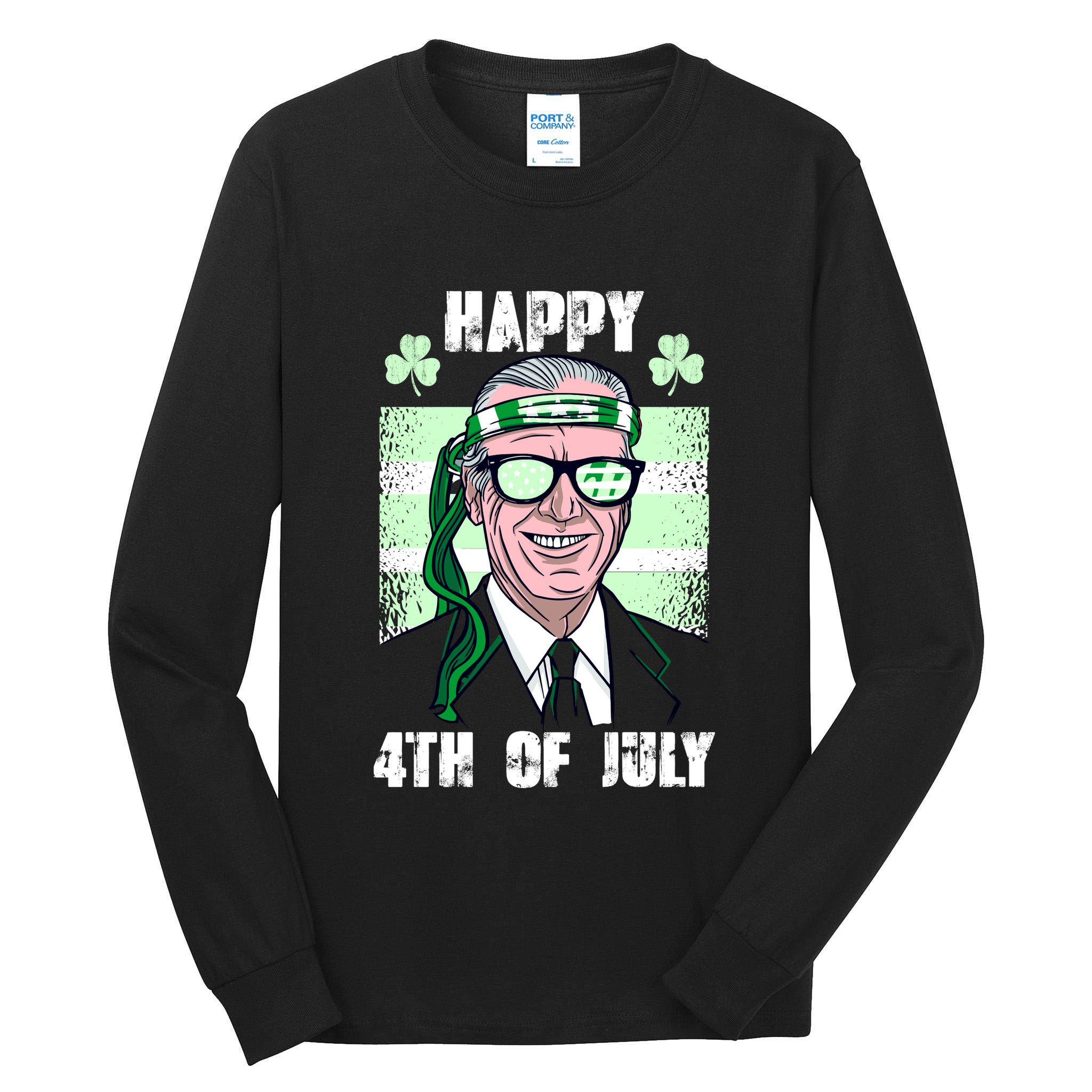 Happy 4th Of July Funny St. Patrick's Day Biden USA Flag Irish Tall Long Sleeve T-Shirt