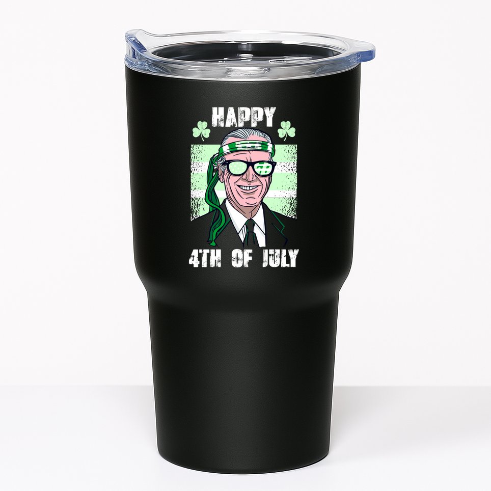 Happy 4th Of July Funny St. Patrick's Day Biden USA Flag Irish Tumbler