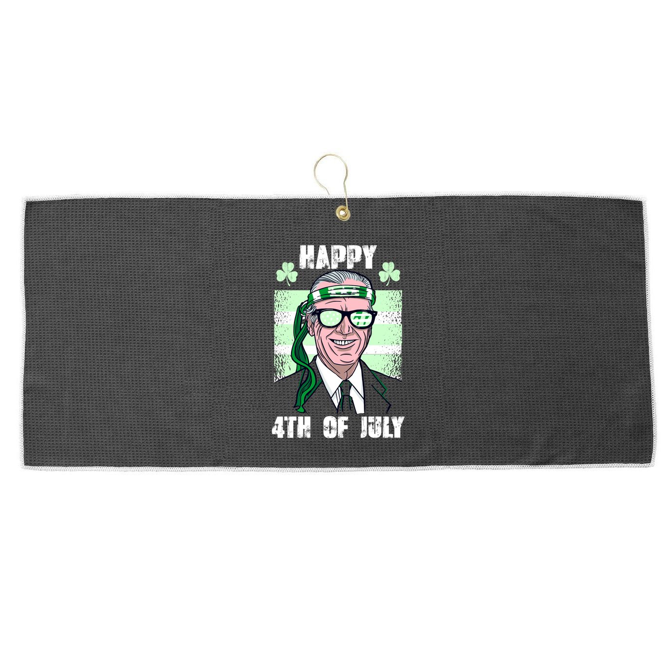 Happy 4th Of July Funny St. Patrick's Day Biden USA Flag Irish Large Microfiber Waffle Golf Towel
