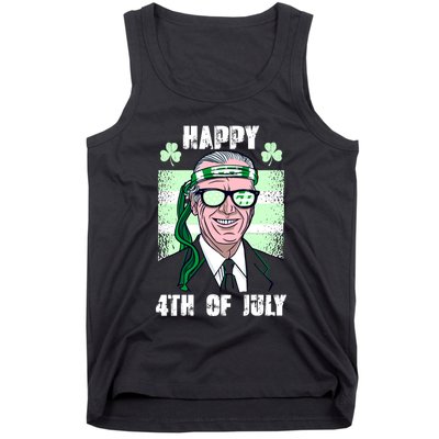Happy 4th Of July Funny St. Patrick's Day Biden USA Flag Irish Tank Top