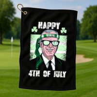 Happy 4th Of July Funny St. Patrick's Day Biden USA Flag Irish Golf Towel