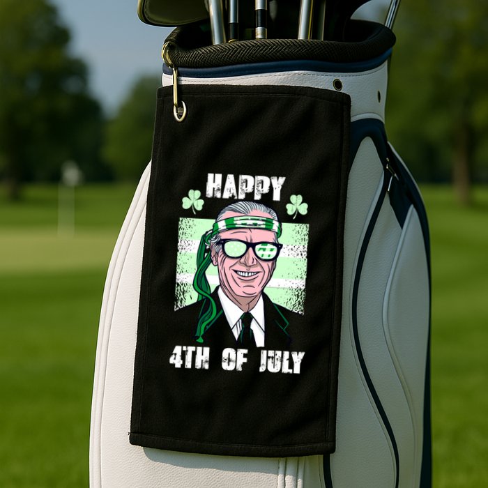 Happy 4th Of July Funny St. Patrick's Day Biden USA Flag Irish Golf Towel