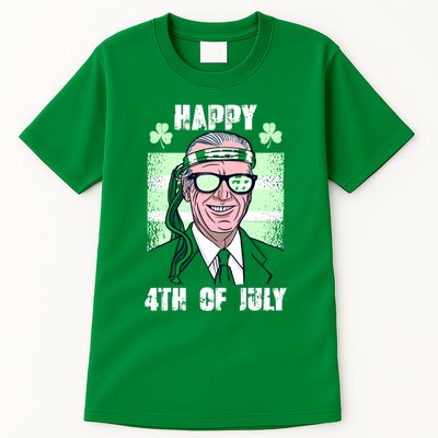 Happy 4th Of July Funny St. Patrick's Day Biden USA Flag Irish Tall T-Shirt
