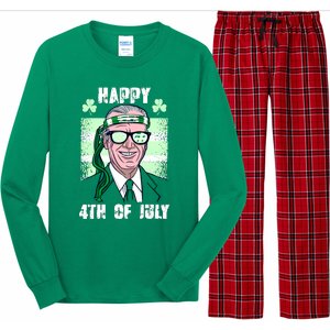 Happy 4th Of July Funny St. Patrick's Day Biden USA Flag Irish Long Sleeve Pajama Set