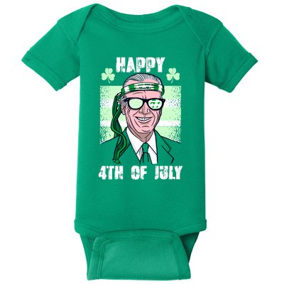 Happy 4th Of July Funny St. Patrick's Day Biden USA Flag Irish Baby Bodysuit