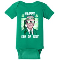 Happy 4th Of July Funny St. Patrick's Day Biden USA Flag Irish Baby Bodysuit