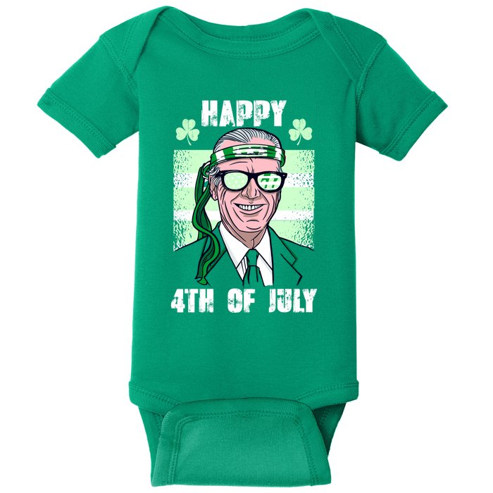 Happy 4th Of July Funny St. Patrick's Day Biden USA Flag Irish Baby Bodysuit