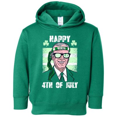 Happy 4th Of July Funny St. Patrick's Day Biden USA Flag Irish Toddler Hoodie