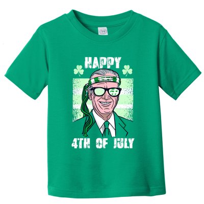 Happy 4th Of July Funny St. Patrick's Day Biden USA Flag Irish Toddler T-Shirt