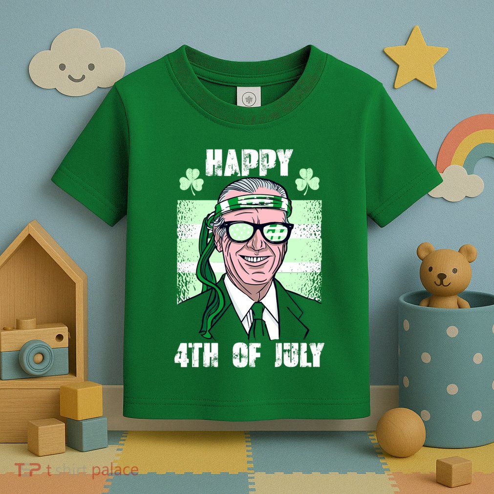 Happy 4th Of July Funny St. Patrick's Day Biden USA Flag Irish Toddler T-Shirt
