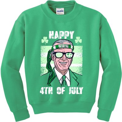 Happy 4th Of July Funny St. Patrick's Day Biden USA Flag Irish Kids Sweatshirt