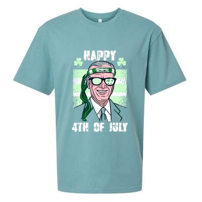 Happy 4th Of July Funny St. Patrick's Day Biden USA Flag Irish Sueded Cloud Jersey T-Shirt