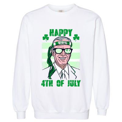 Happy 4th Of July Funny St. Patrick's Day Biden USA Flag Irish Garment-Dyed Sweatshirt