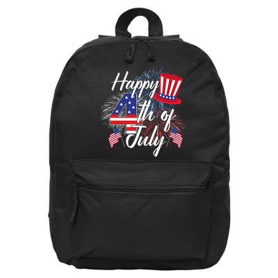 Happy 4th Of July Patriotic American Flag USA 16 in Basic Backpack