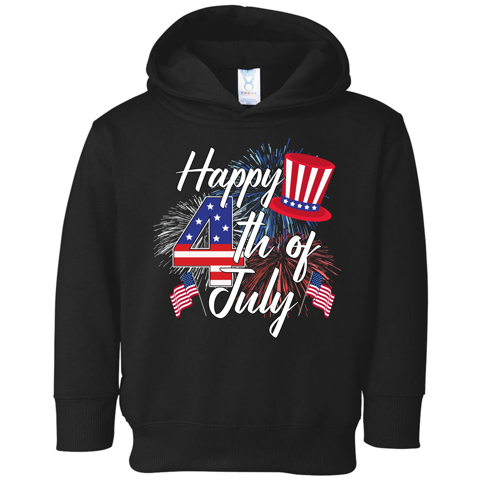 Happy 4th Of July Patriotic American Flag USA Toddler Hoodie