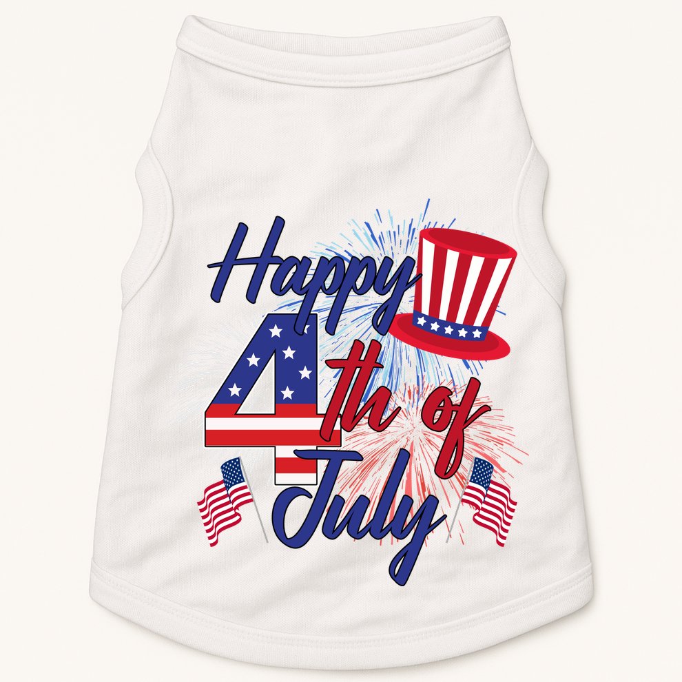 Happy 4th Of July Patriotic American Flag USA Doggie Tank