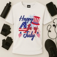 Happy 4th Of July Patriotic American Flag USA Cooling Performance Crew T-Shirt
