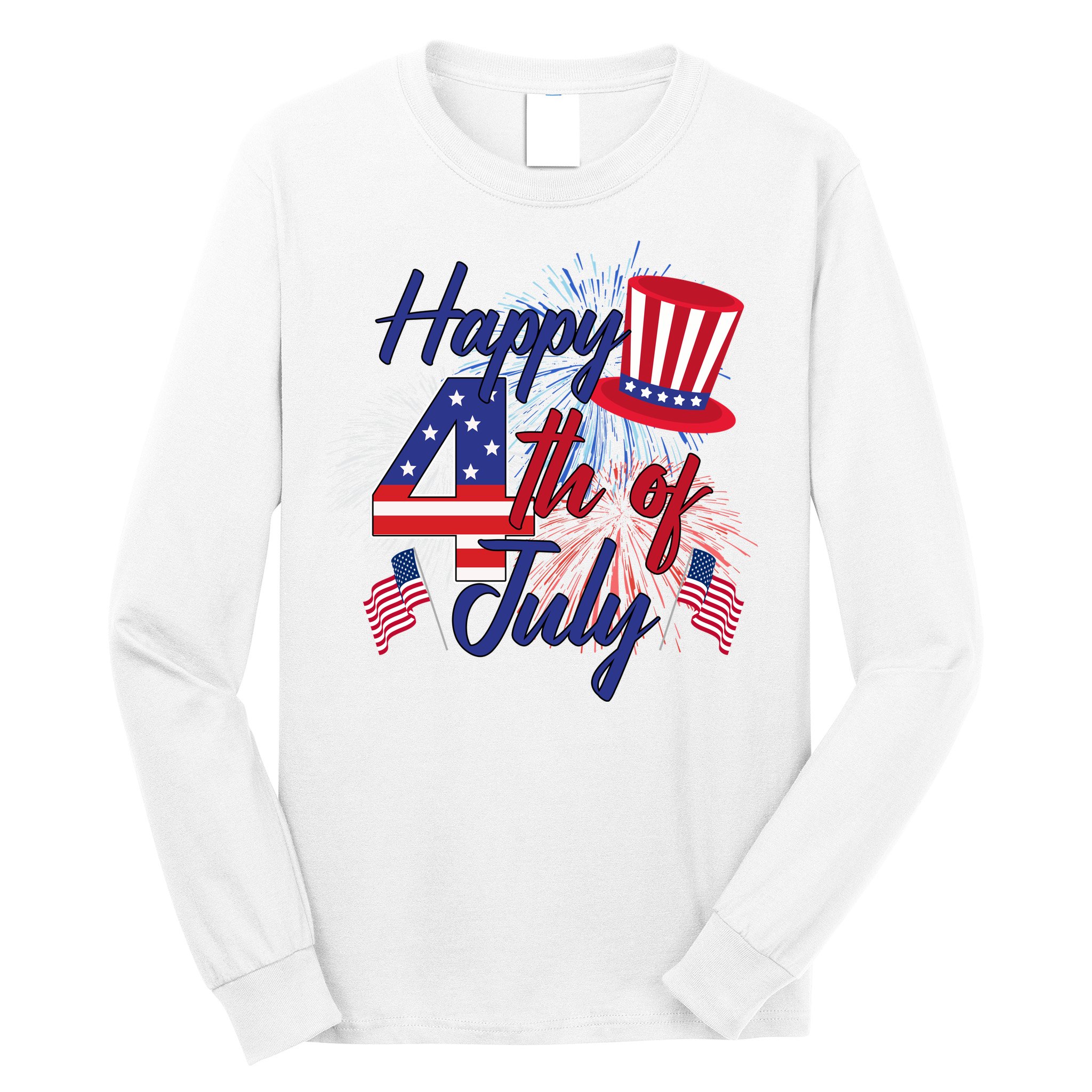 Happy 4th Of July Patriotic American Flag USA Long Sleeve Shirt