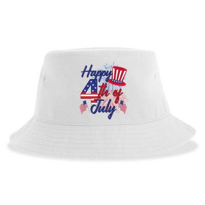 Happy 4th Of July Patriotic American Flag USA Sustainable Bucket Hat