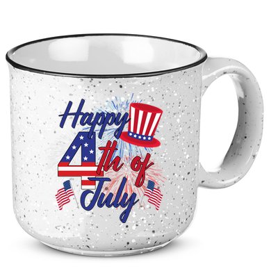 Happy 4th Of July Patriotic American Flag USA 15oz Campfire Ceramic Mug