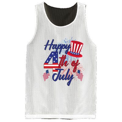 Happy 4th Of July Patriotic American Flag USA Mesh Reversible Basketball Jersey Tank
