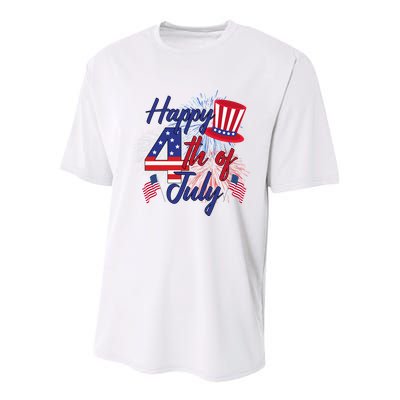 Happy 4th Of July Patriotic American Flag USA Youth Performance Sprint T-Shirt