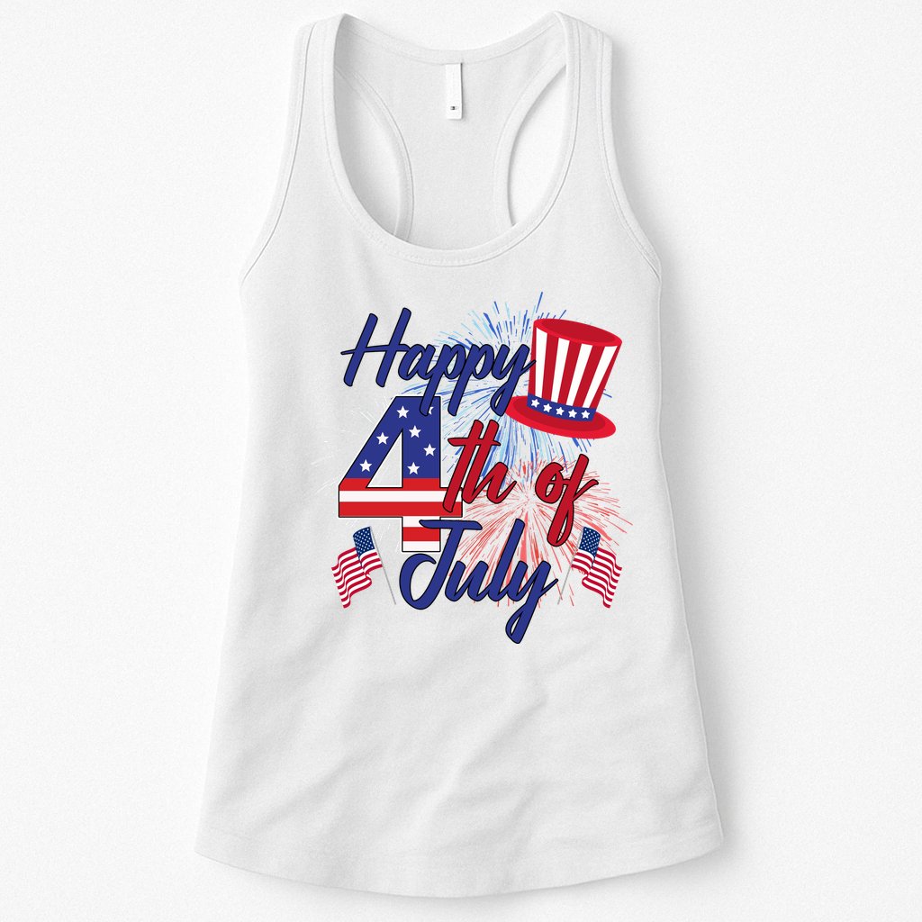 Happy 4th Of July Patriotic American Flag USA Womens Tank Top