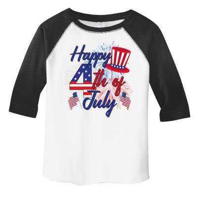 Happy 4th Of July Patriotic American Flag USA Toddler Fine Jersey T-Shirt