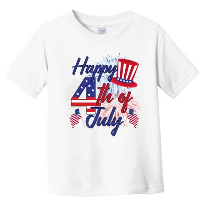 Happy 4th Of July Patriotic American Flag USA Toddler T-Shirt