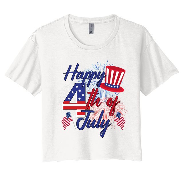 Happy 4th Of July Patriotic American Flag USA Crop Top
