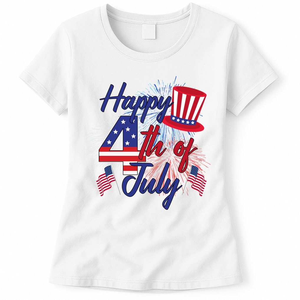Happy 4th Of July Patriotic American Flag USA Womens T-Shirt