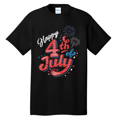 Happy 4th Of July Patriotic American Us Flag 4th Of July Tall T-Shirt